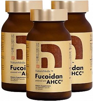 Set 3 bottles Fucoidan Powder with AHCC Capsule Type