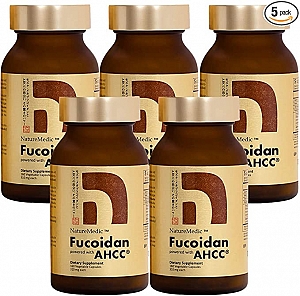Set 5 bottles Fucoidan Powder with AHCC Capsule Type
